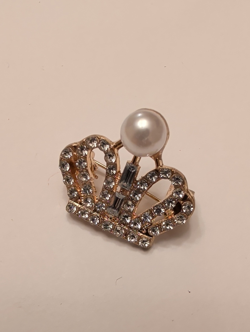 Gold-Tone Pearl & Crystal Crown Brooch - Women's Jewelry